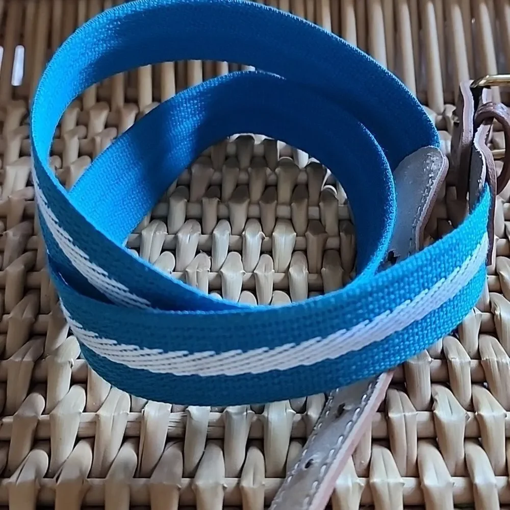 Vintage Belt Ocean Blue & White Size 32